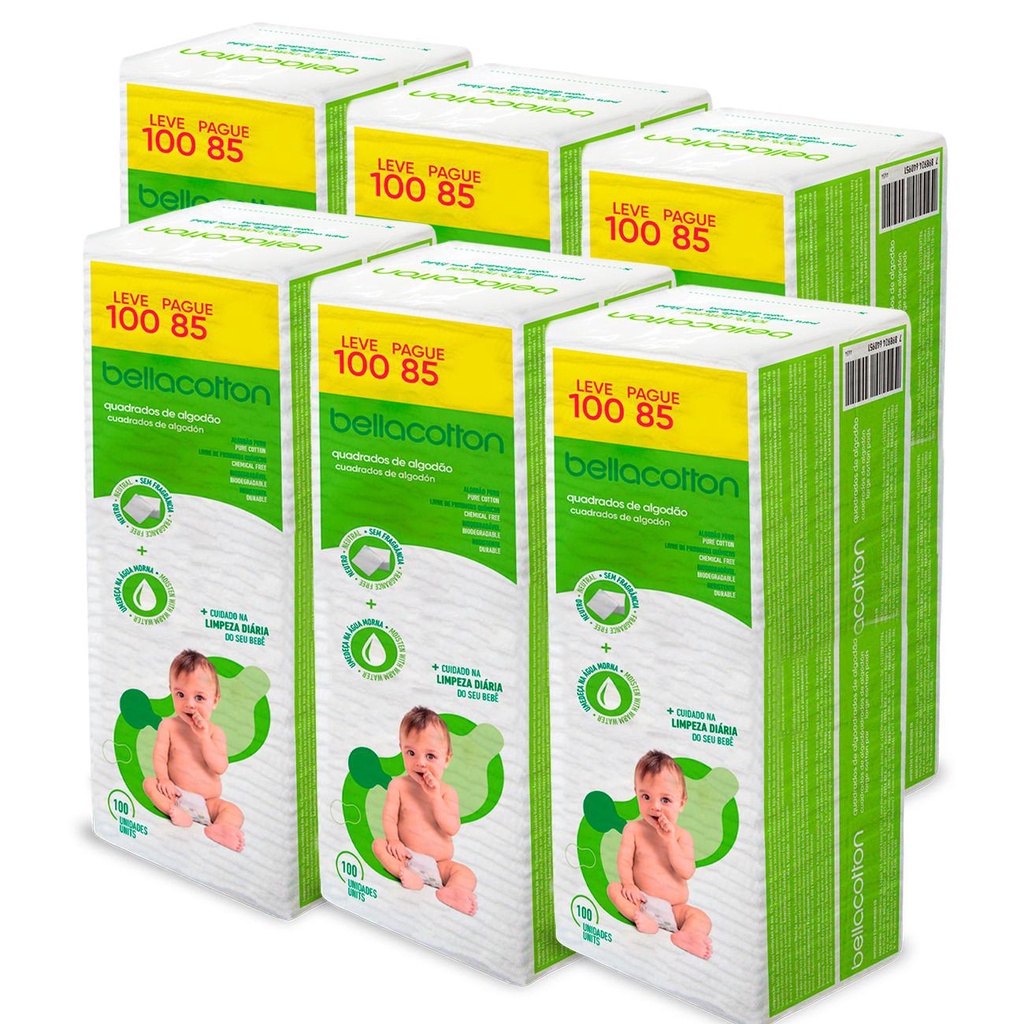 Algodao Quadrado Bellacotton Bebe Kit com 06 und em Oferta na Shopee