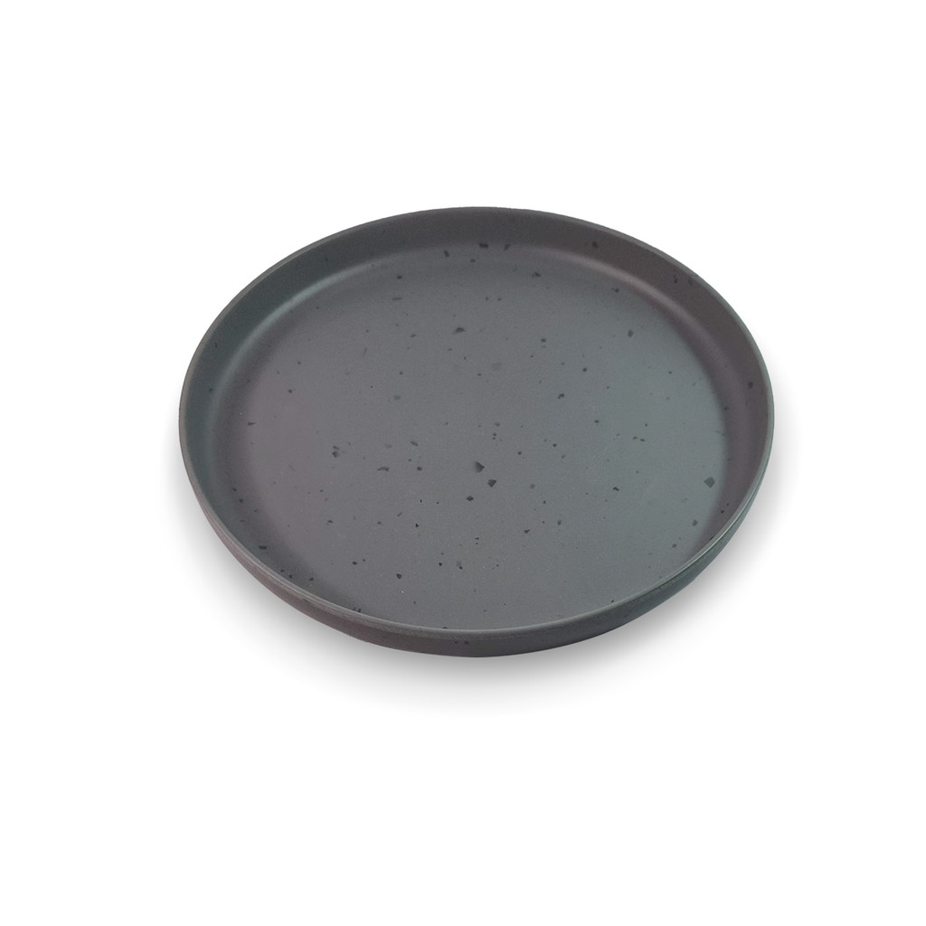 Prato Sobremesa Cinza 19cm Melamina – Prato Raso para Sobremesas e Petiscos