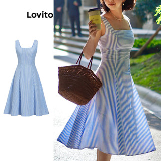 Lovito Vestido listrado elegante para mulheres L105MD562