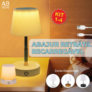 Abajur LED Recarregável Retrátil de Aço Luz Neutra Ajustável 3 Tons USB Sala/Escritório/Quarto em Oferta na Shopee