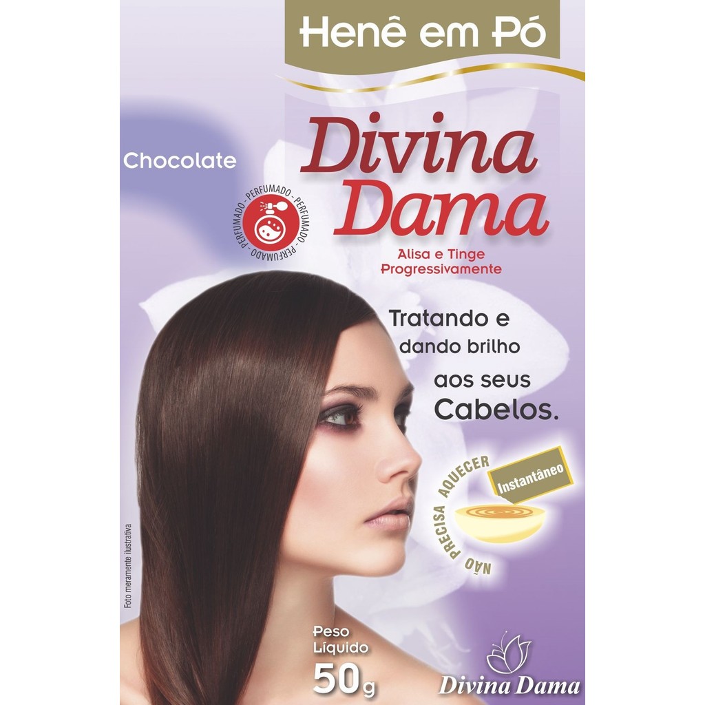 Henê Em Pó Divina Dama Chocolate 50g em Oferta na Shopee