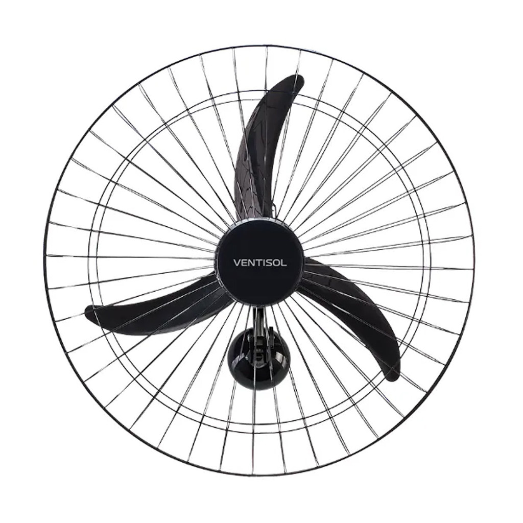 Ventilador Parede Ventisol New 60cm Preto 130W 220V Oscilação Grade Aço Tratado 