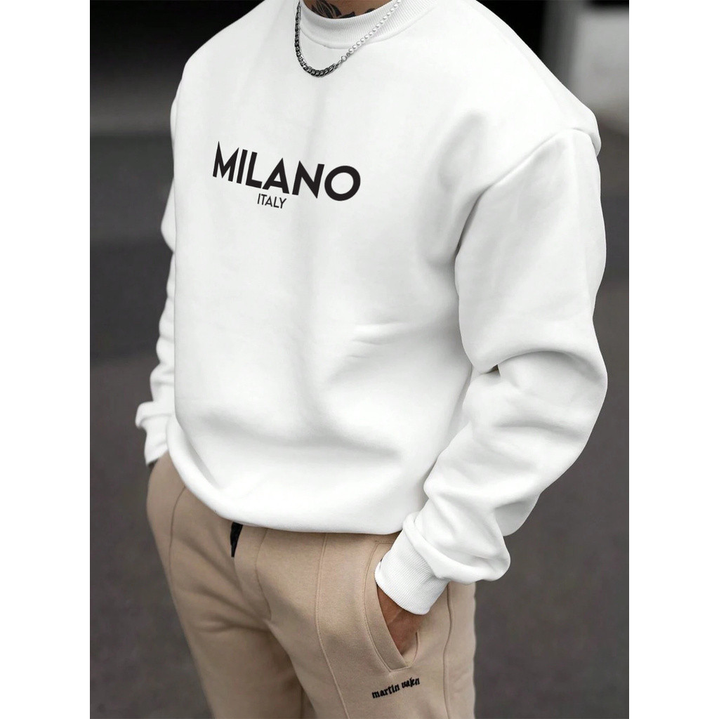 Blusa de Frio Moletom Feminino e Masculino Milano Gola Redonda Estampado