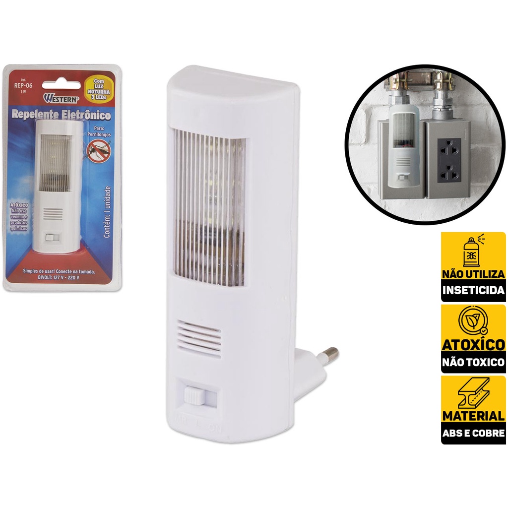 Repelente Com Luz Noturna Bivolt Etilux Western REP-06 - Home & Living