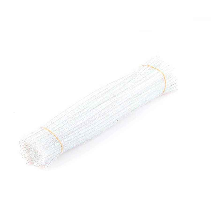 Haste de Chenille Branco Glitter 30cm - 100 unidades - Artlille - Rizzo