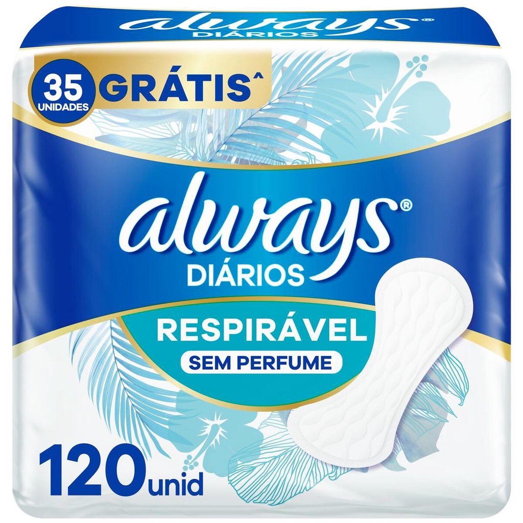 Protetor Diário Always Respirável sem Perfume 120un