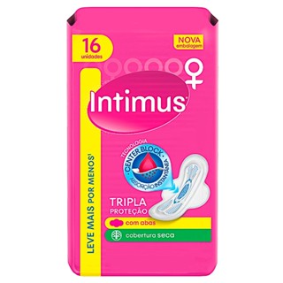 Absorvente Intimus Gel Tripla Proteção Cobertura Seca Com Abas Leve 16 Pague 14