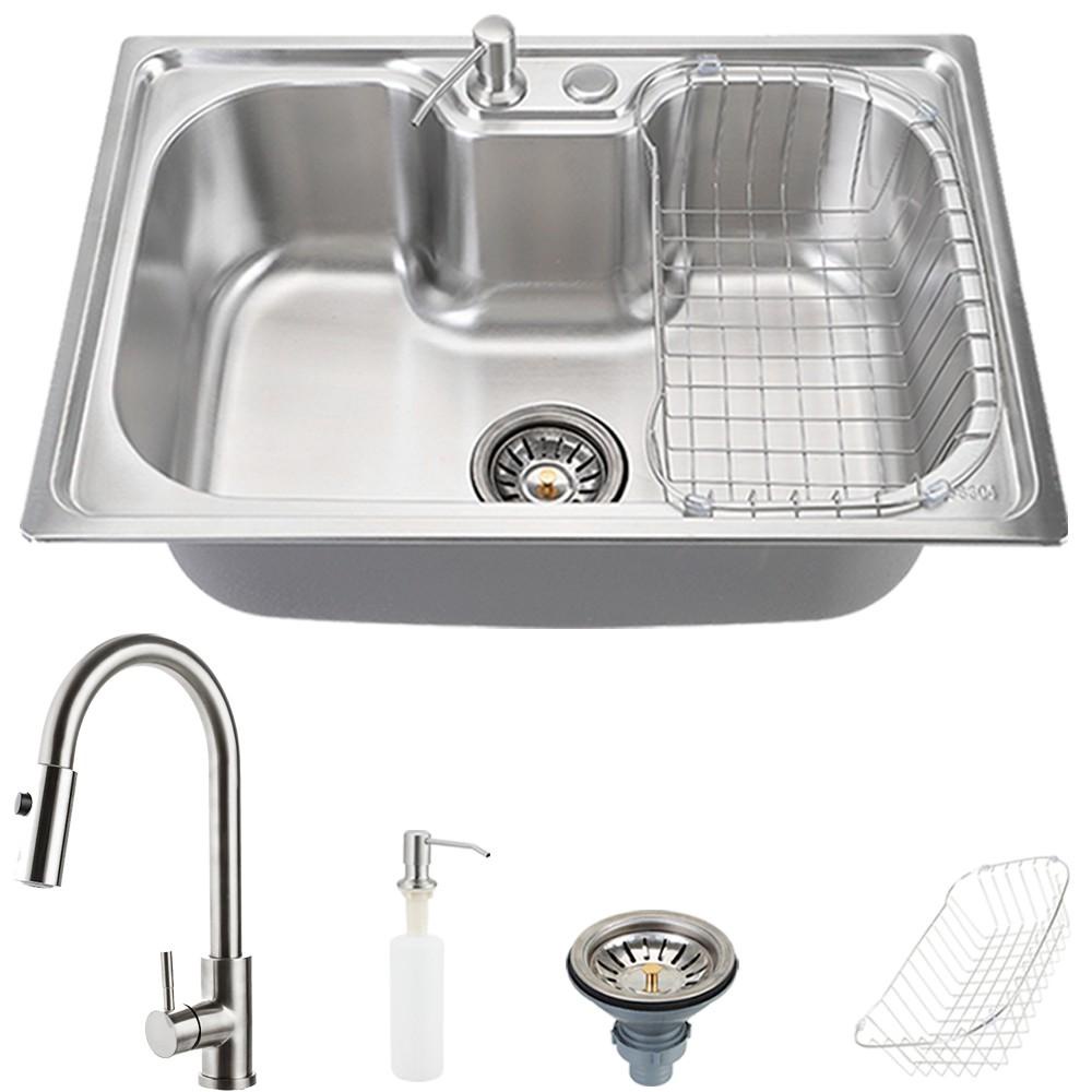 Cuba para Cozinha pia inox Com Acessórios Carajás e Torneira gourmet monocomando extensível escovado Muru Pingoo - em Oferta na Shopee