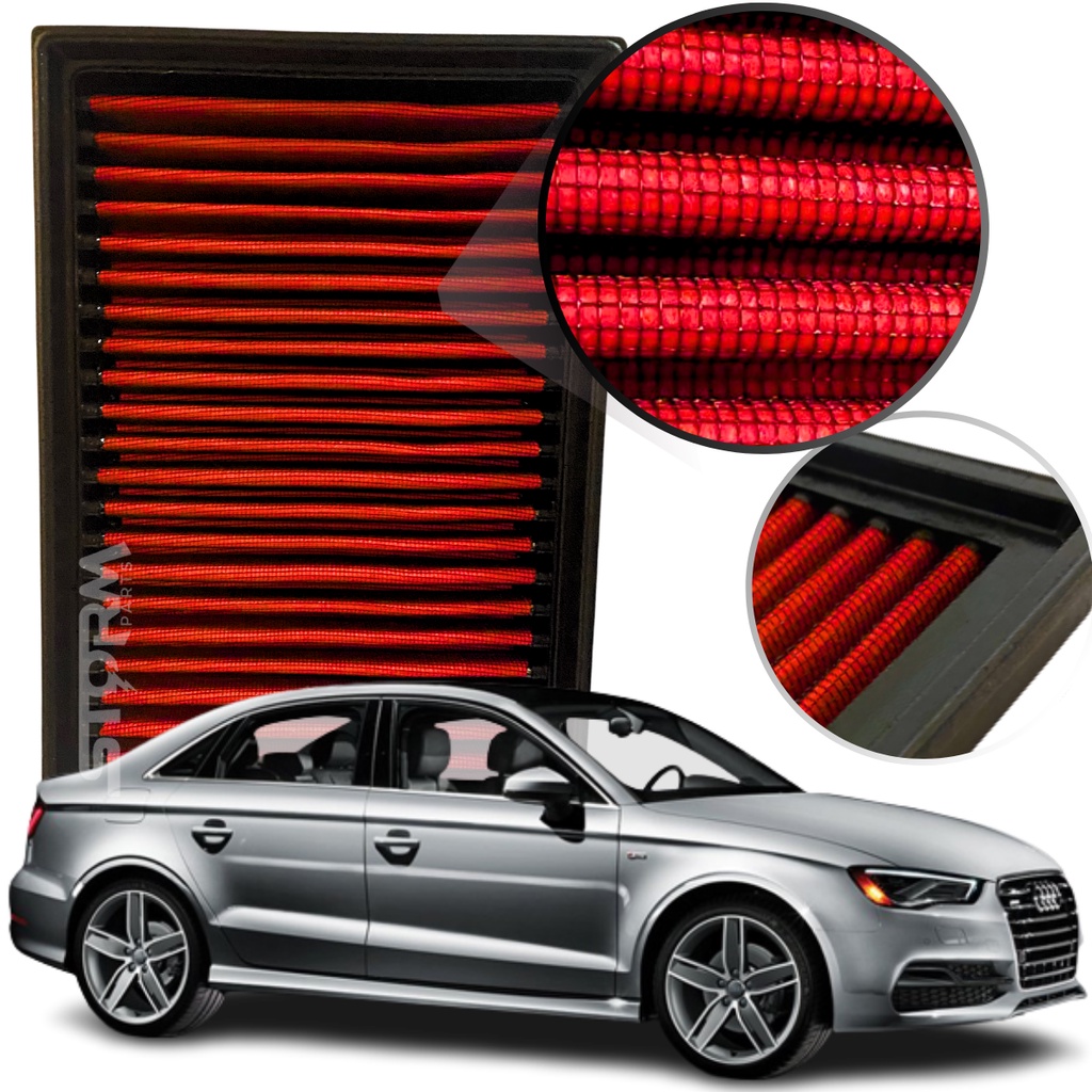 Filtro de Ar Esportivo Audi S3 Motor 2.0 Tfsi Turbo Ano 2013 2014 2015 2016 S-tronic Quattro Sedan Hatch potencia Remap Stage Chip RS Filter