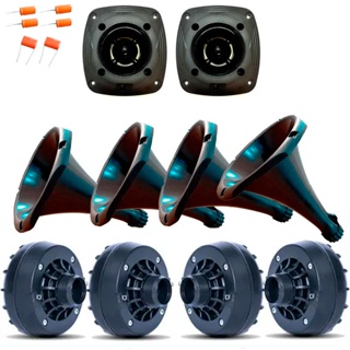 Kit 4 Driver + 4 Cornetas Longas + 2 Super Tweeter Orion 720w 120Rms + Capacitor para Corneteira Caixa Trio Bob em Oferta na Shopee