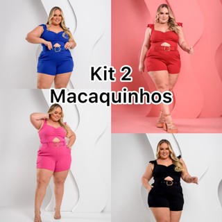 Kit 2 Macaquinhos Feminino Plus Size, Macacão Blogueira Roupas Femininas Balada