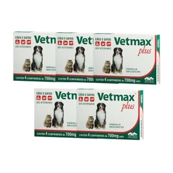 Vetmax Plus 700mg Vetnil 4 comp. Cães e Gatos Kit com 5