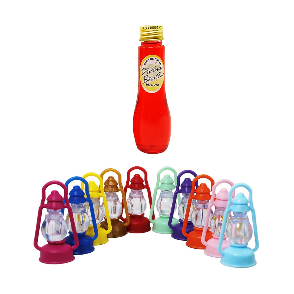 Kit 200 Lamparina Colorida Porta Óleo + Óleo Unção 60ml Nardo