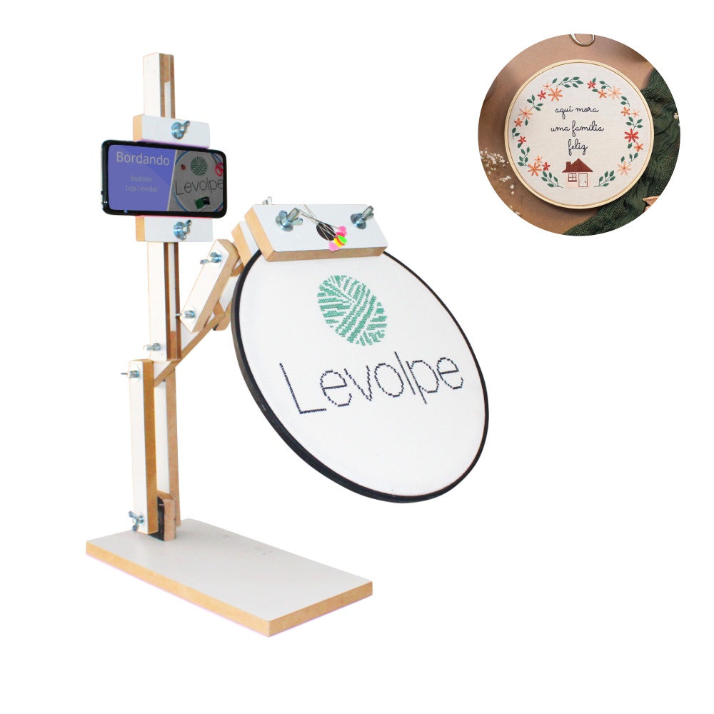 SUPORTE PARA BASTIDOR BORDADO COM SUPORTE PARA CELULAR ARTICULADO GIRO 360 GRAU em Oferta na Shopee
