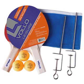 Kit 2 Raquetes 3 Bolas 1 Rede Ping Pong Resistente Lazer Vollo