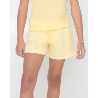 Short Moletinho Juvenil Básico Amarelo Claro