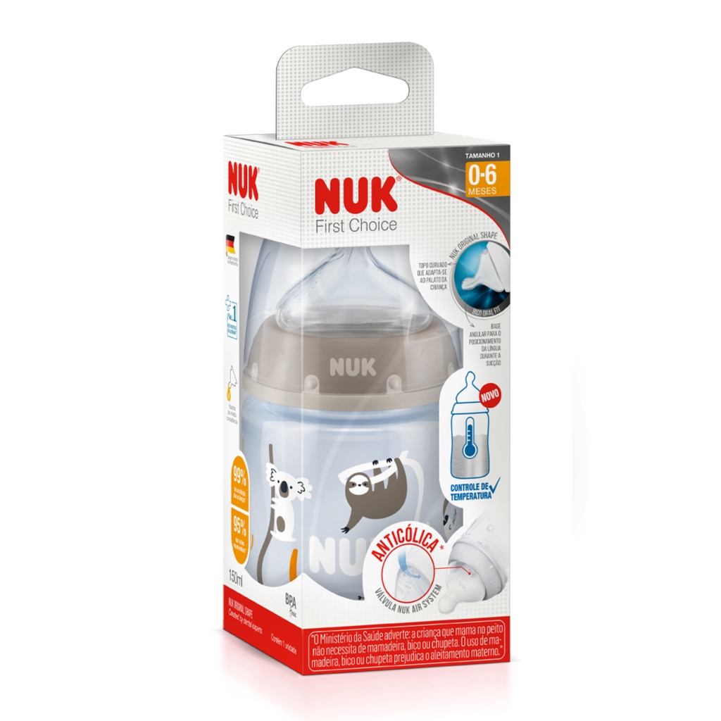 Mamadeira NUK Fase 1 FC Temp Control 150ML Neutral