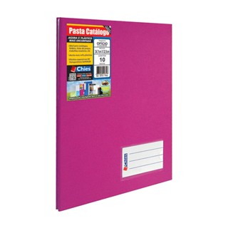 Pasta catálogo ofício 155 Pink com 10 plásticos Hemon