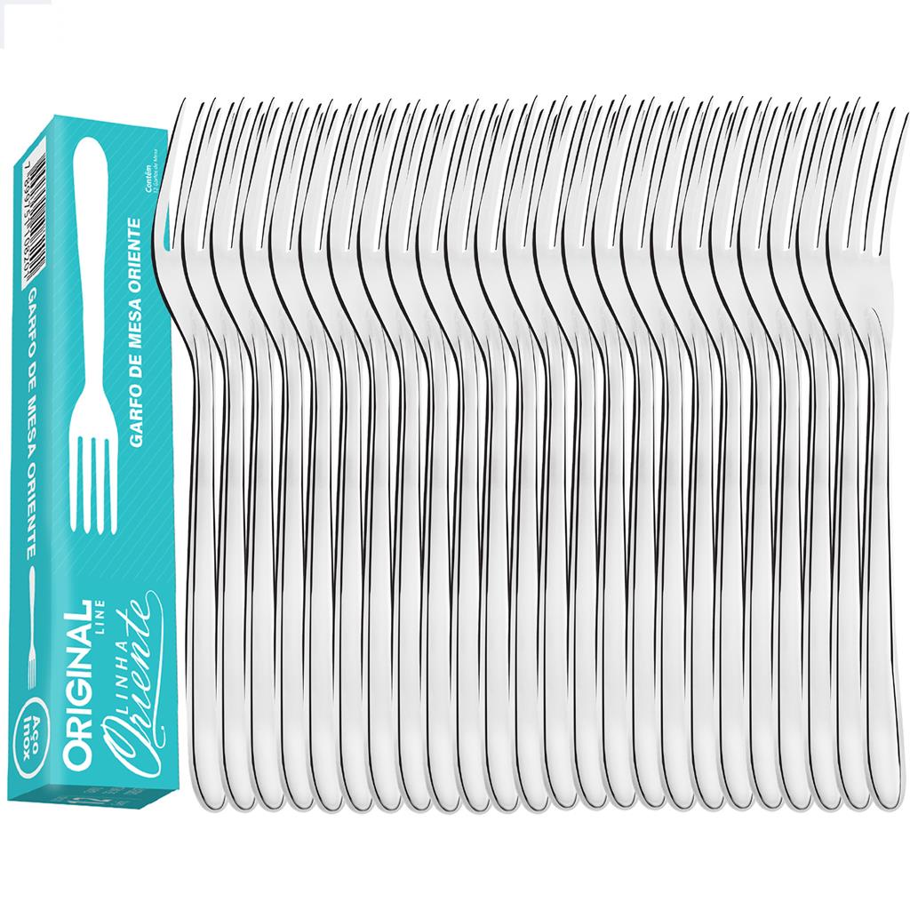 Kit Jogo 24 Garfo Mesa Sopa Buffet Restaurante Lanchonete Aço Inox Linha Oriente Original Line