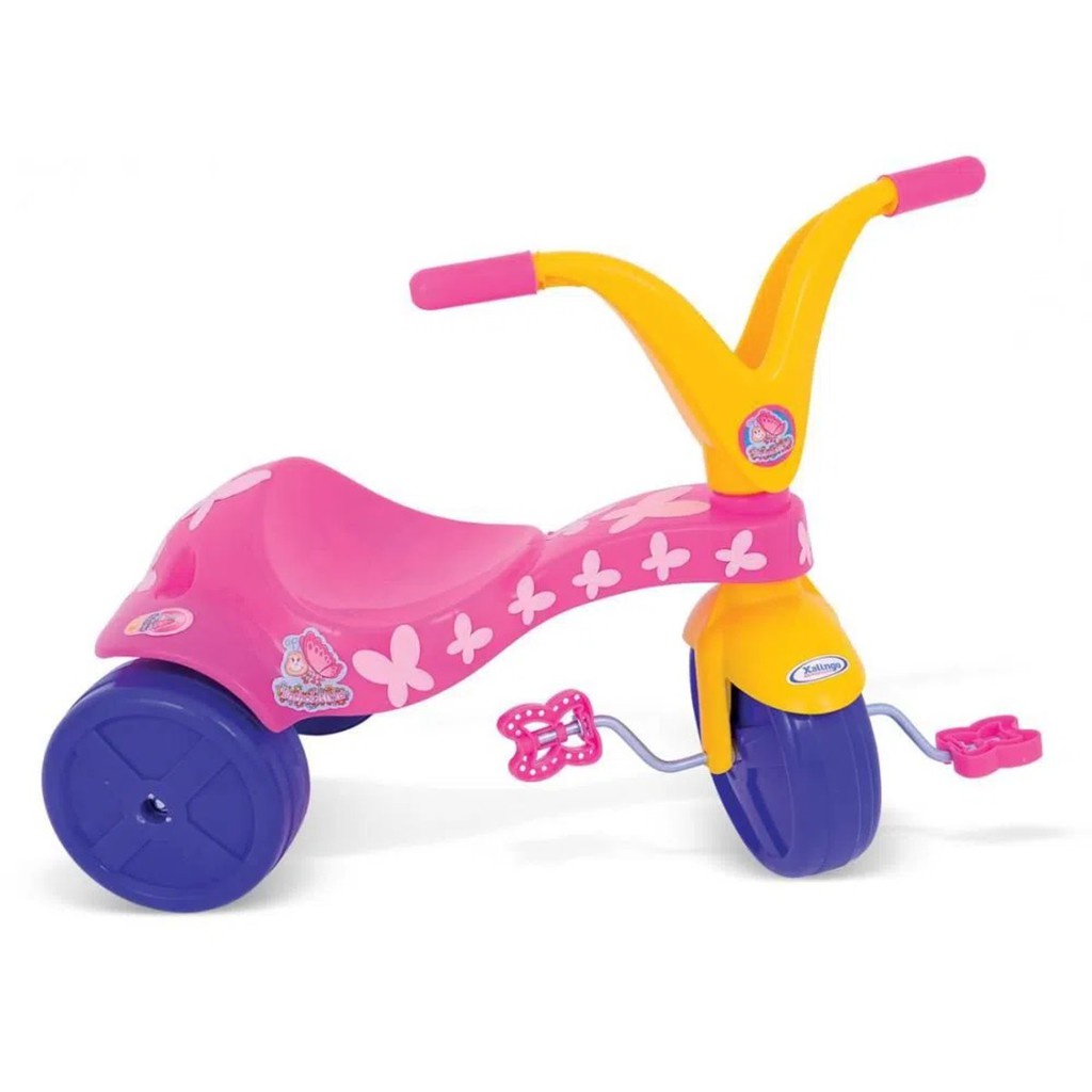 Triciclo Infantil Borboletinha Rosa Pedal Xalingo Tico Tico Motoca Velotrol Brinquedo Criança Bebê - Mom & Baby