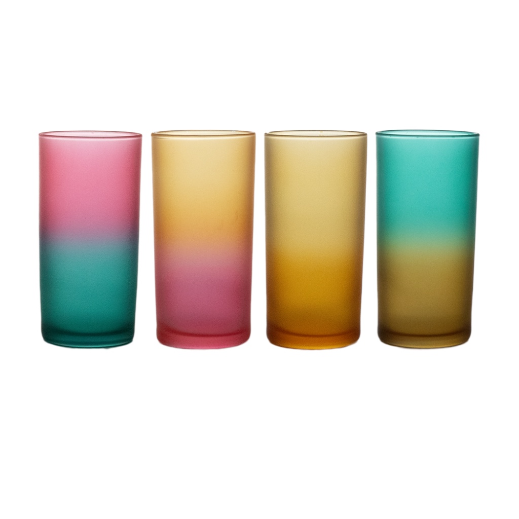 Copo Long Drink Summer 300ml Sortido Colorido Degradê Acabamento Fosco