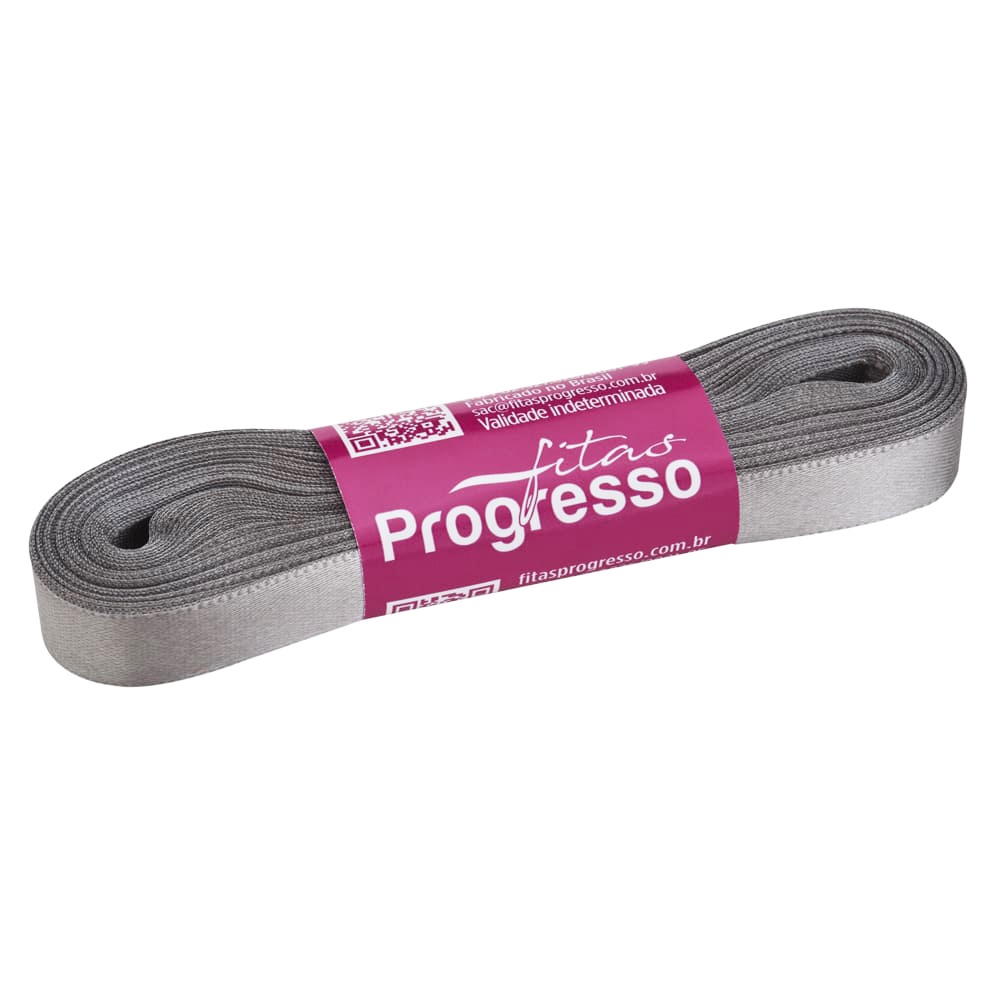 Fita Cetim Cinza 1222 10 mm Nº 002 10 metros Progresso