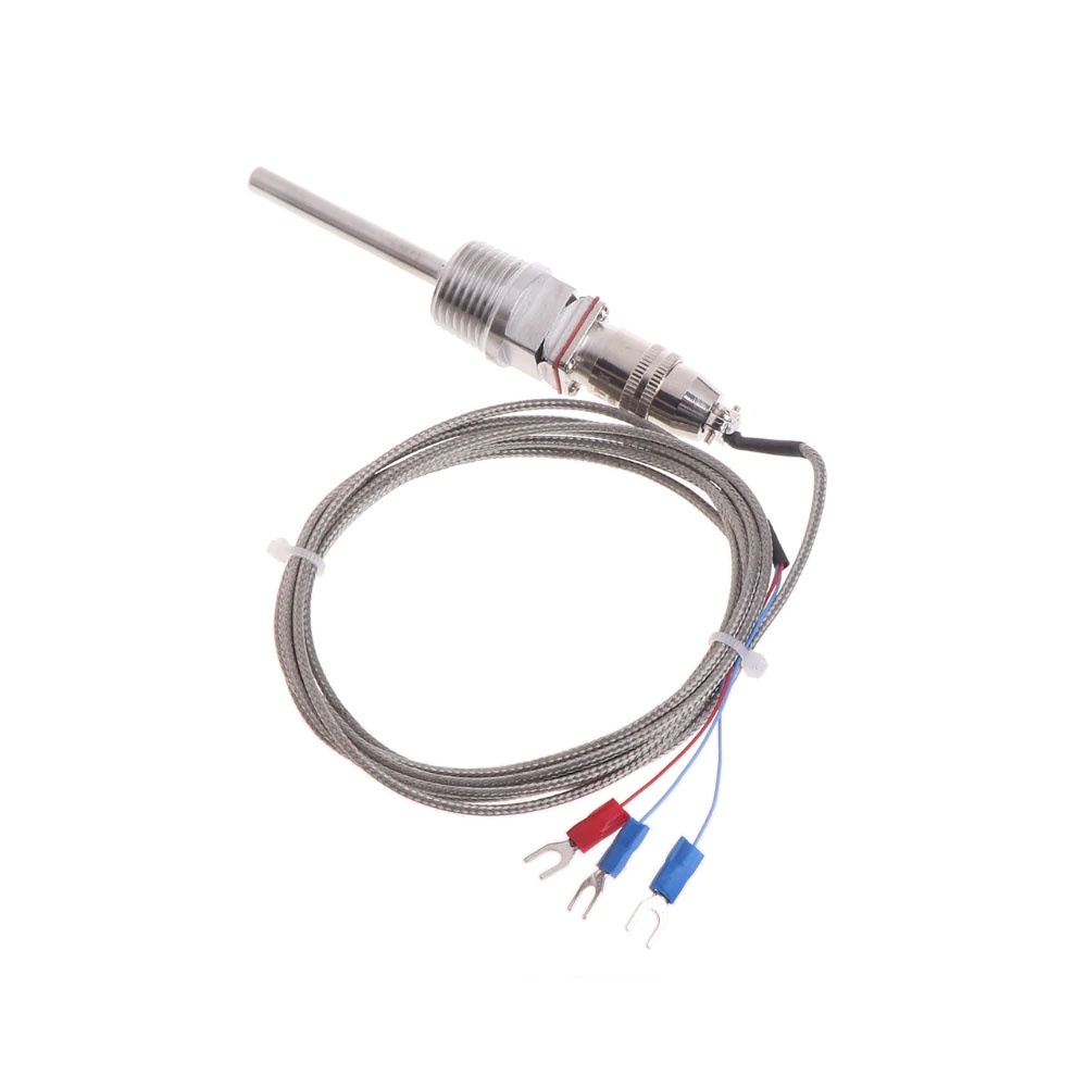 Pt100 Rtd Haste 50Mm Rosca 1/2" Npt Cabo 3 Metros Engate Rápido -50 A 450 C