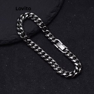 Lovito Casual Pulseira Feminina Lisa Básica de Metal LFA02017 (Prateado)
