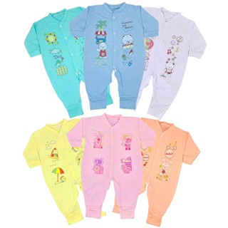 KIT COM 02 MACACÃO BEBE PREMIUM ESTAMPADO COM VIRA PÉ - MALHA 100 % ALGODÃO