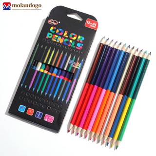 MOLANDOGO 12Pcs 24lápis De Cor Lápis Cabeça Dupla Desenho Conjunto A Cores Suprimentos De Arte F4H7