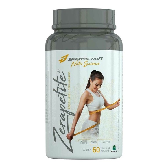 Zerapetite Fenilalanina Espirulina Cromo Magnésio 60 Cápsulas Bodyaction