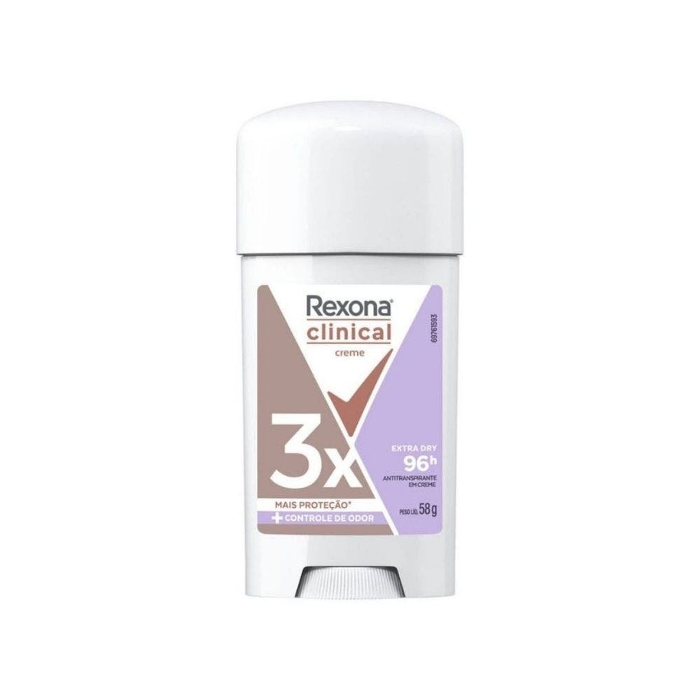 Desodorante Rexona Clinical Extra Dry Antitranspirante 96h Creme 58g em Oferta na Shopee