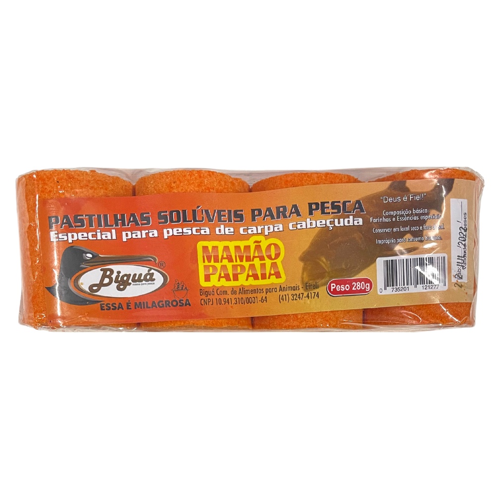 Kit 12 Pastilha Pesca Carpa Cabeçuda Mamão Papaia 280g Biguá - Sports & Outdoors