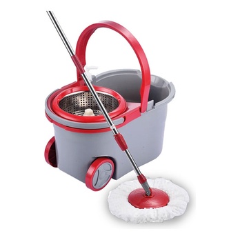 Mop Giratório 12L Com Rodas Centrífuga Inox Dispenser Sabão Limpeza