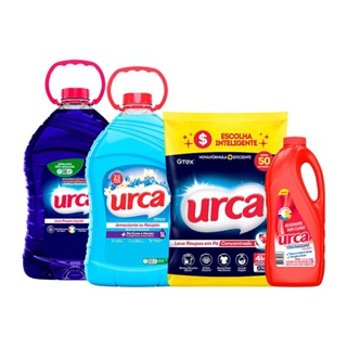 Lava Roupas Liquido Urca Azul 5L+Lava Roupas Pó Urca Concentrado Sache 4Kg+Tira Manchas Urca Maxx 1,5L+Amaciante Urca Brisa Azul 5L em Oferta na Shopee