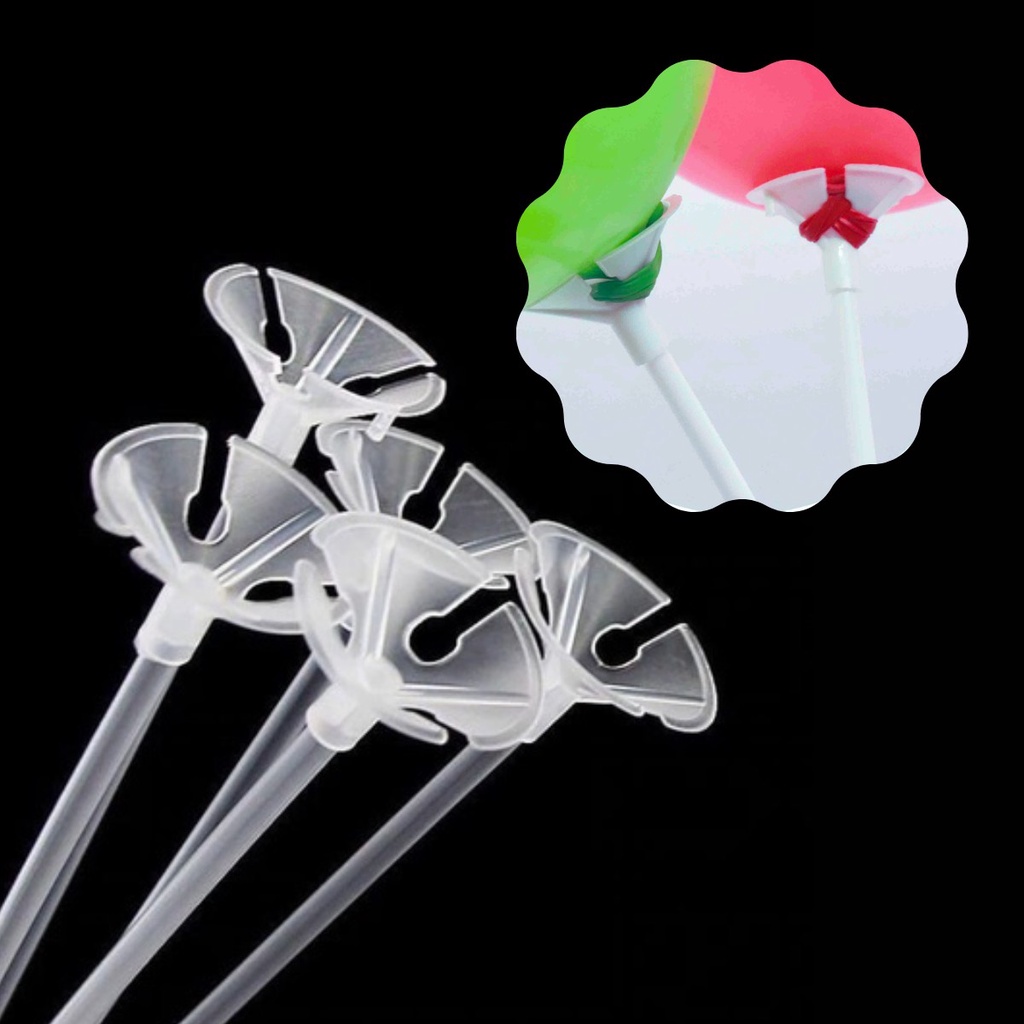 Kit 50 Vareta Pega Balão 30cm com Suporte Transparente