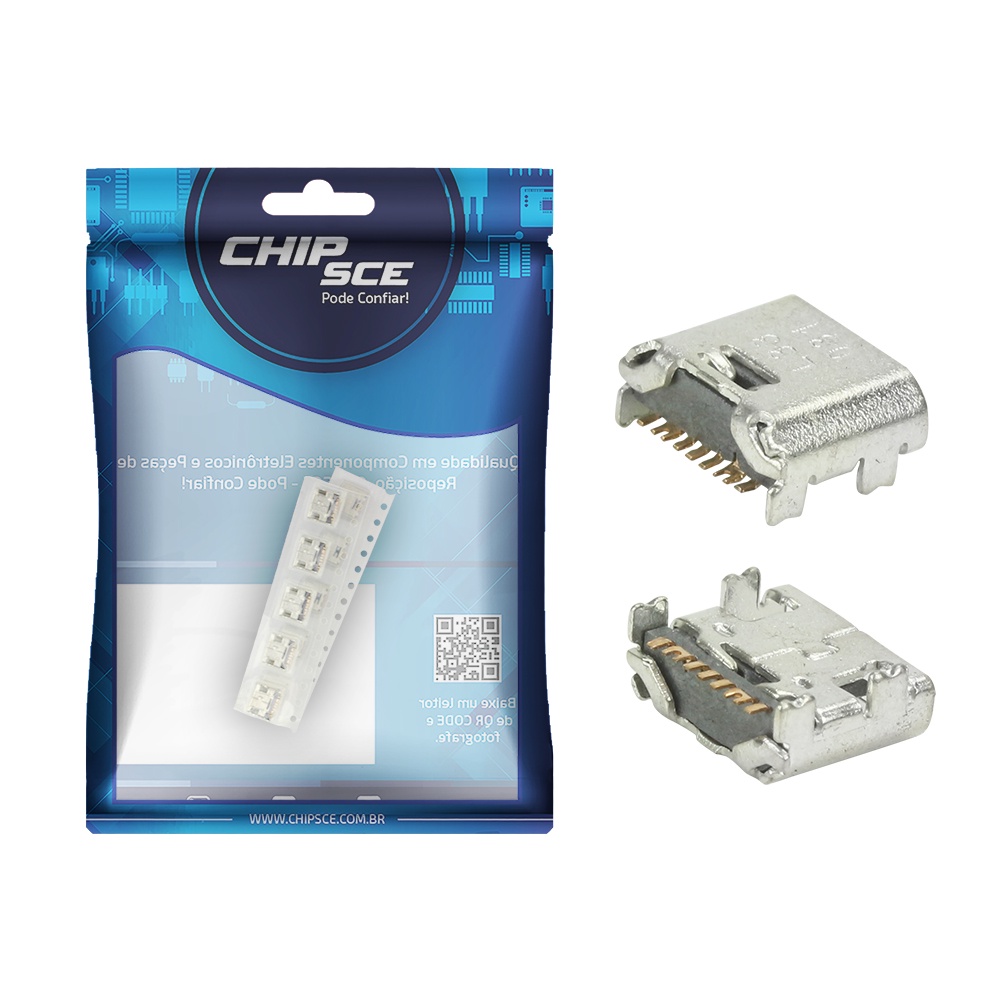 10x Conector Micro Usb Fêmea p/ Pci Micro Usb V8 7p (5p+2p)