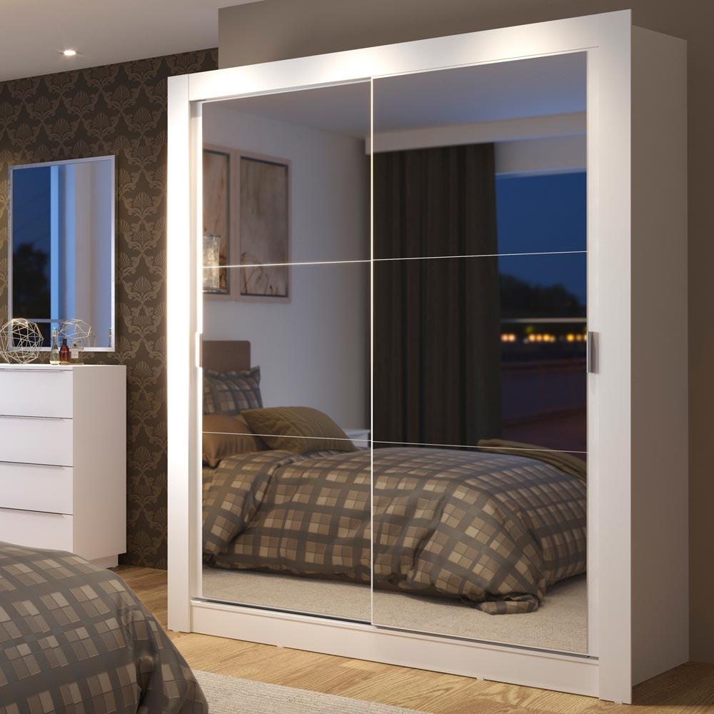 Guarda-Roupa Solteiro Madesa Dallas Plus 2 Portas de Correr de Espelho 4 Gavetas em Oferta na Shopee