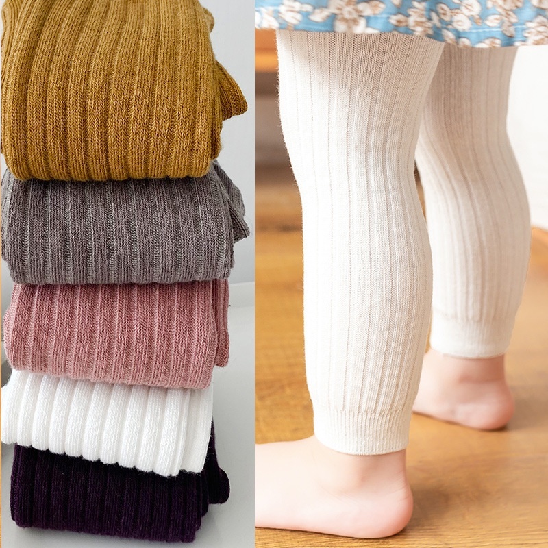 Leggings Com Nervuras De Algodão Penteado Macio Para Bebês Meninas E Meninos , Ideais Brincar Conforto Diário (0-4 Anos)