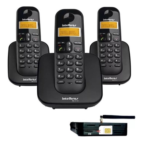 Telefone Fixo 3g Gsm Sem Fio Chip Na Interface + 2 Ramais