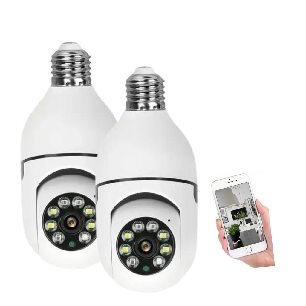 Kit 2 Câmera Seguranca Ip Wifi Lâmpada Visão Noturna Full HD