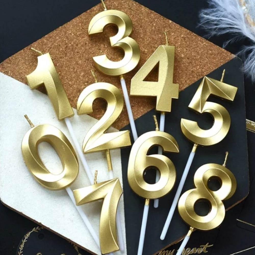 Vela de Aniversário Unidade Design Perolizada Dourada - Silver Festas