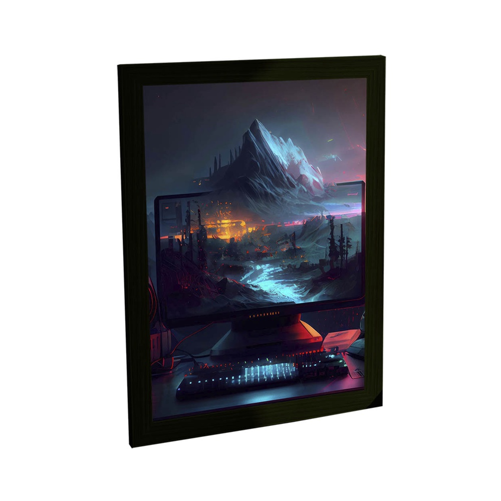 Quadro Decorativo A4 Pc Gamer Decoração Setup Monitor