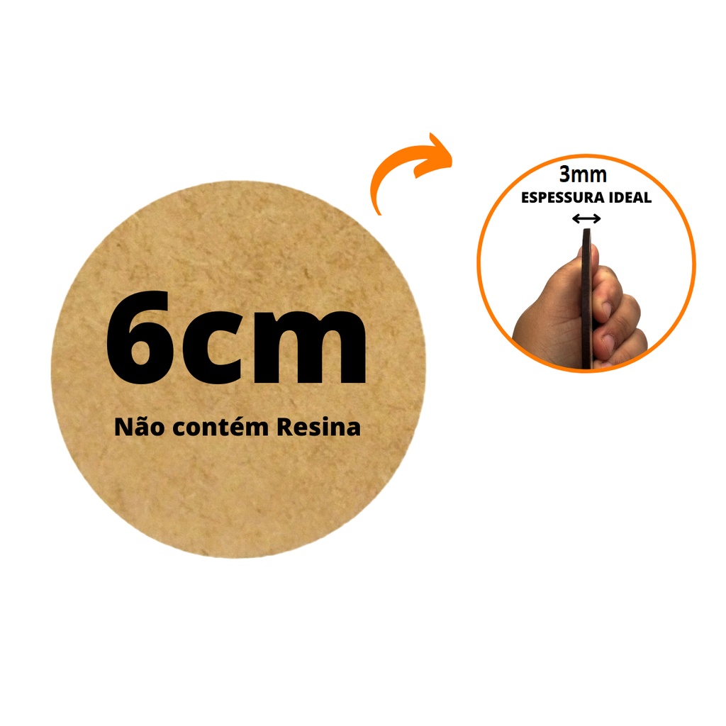 100 Bolacha de mdf Redonda Aplique Circular 6cm MDF cru para base de bonecas, suporte, adesivar, pintura e sublimação em Oferta na Shopee