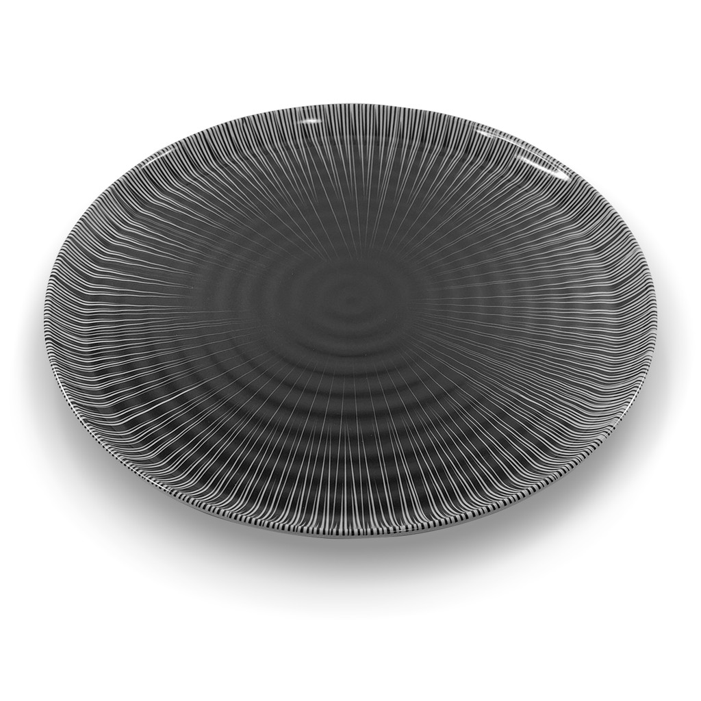 Prato Raso Preto e Branco Mesa Psicodélico Preto 27cm Melamina AD Import – Prato Preto