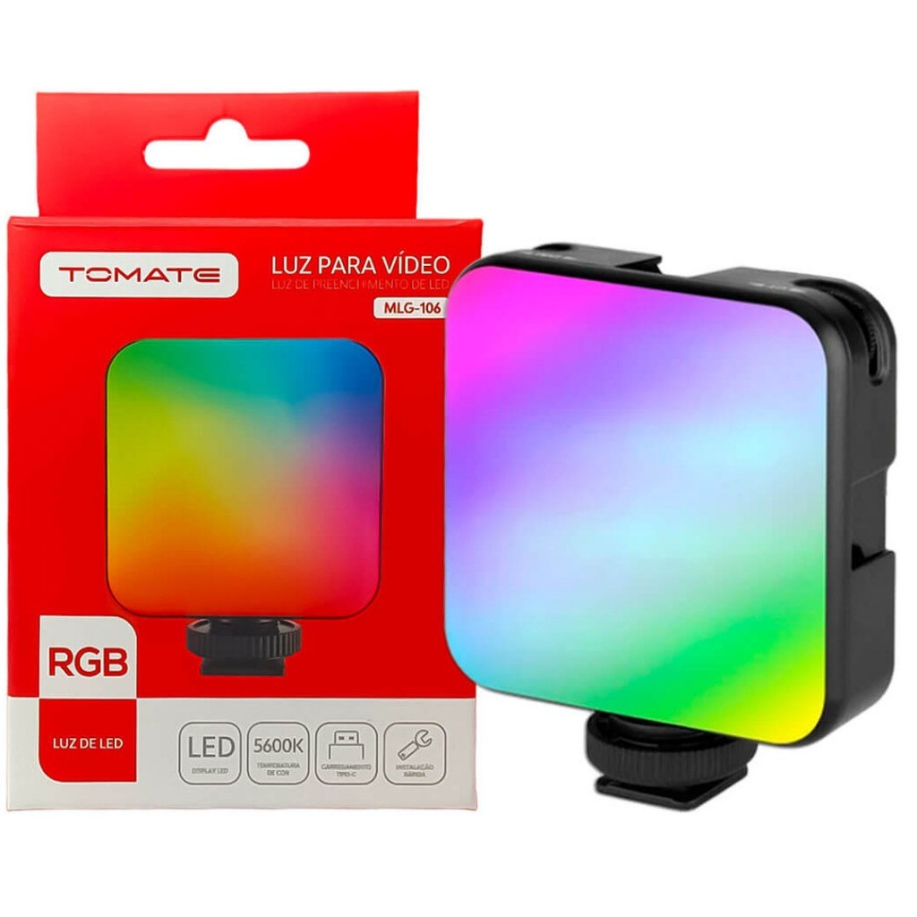 Iluminador Led Mini Luz De Led Rgb Para Videos 5600k Tomate em Oferta na Shopee