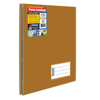 Pasta catálogo ofício 5342 Ouro com 25 plásticos Chies em Oferta na Shopee