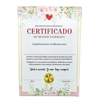Certificado de Melhor Namorada do Mundo Presente de Namoro em Oferta na Shopee