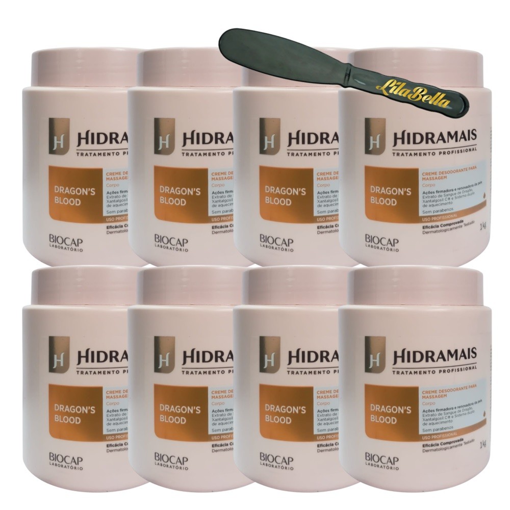 8 Creme Para Massagem Dragon’s Bloond 1KG Hidramais+Espátula