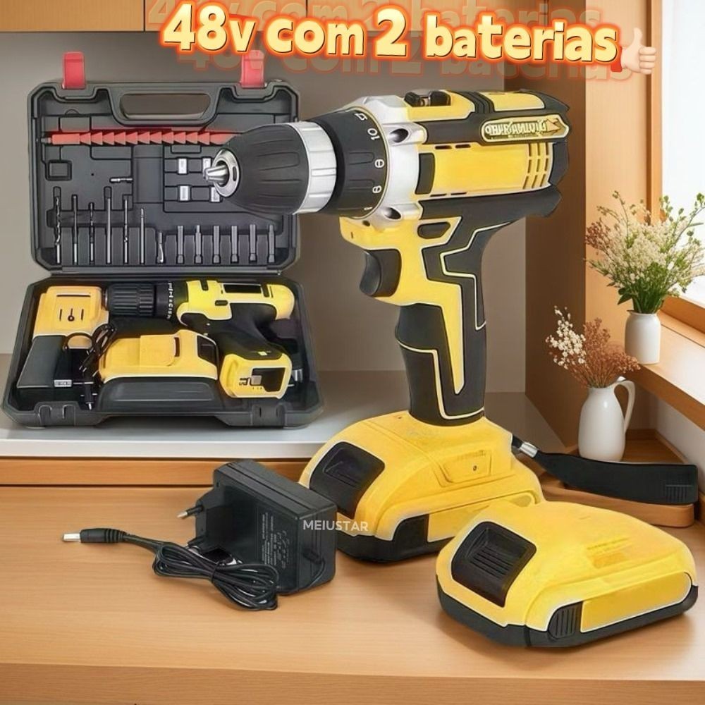 Parafusadeira Furadeira 48V 2 Baterias Com Maleta e Acessórios Completo em Oferta na Shopee